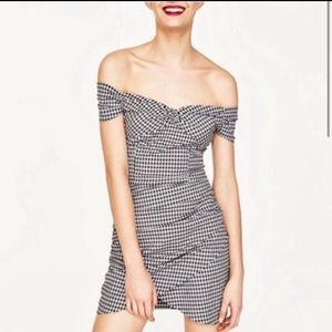Off the shoulder gingham dress